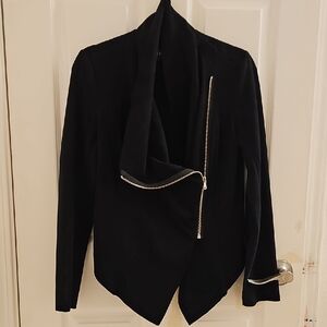 Vigoss Black Women's Blazer with Asymmetrical Zipper